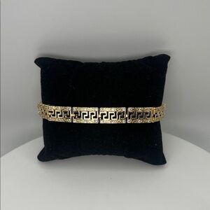 173. 18k Gold Plated Over Stainless Steel Greek Key Design Bracelet 7” - 8”